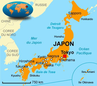 Carte du Japon et de la Corée ou carte japon coree.